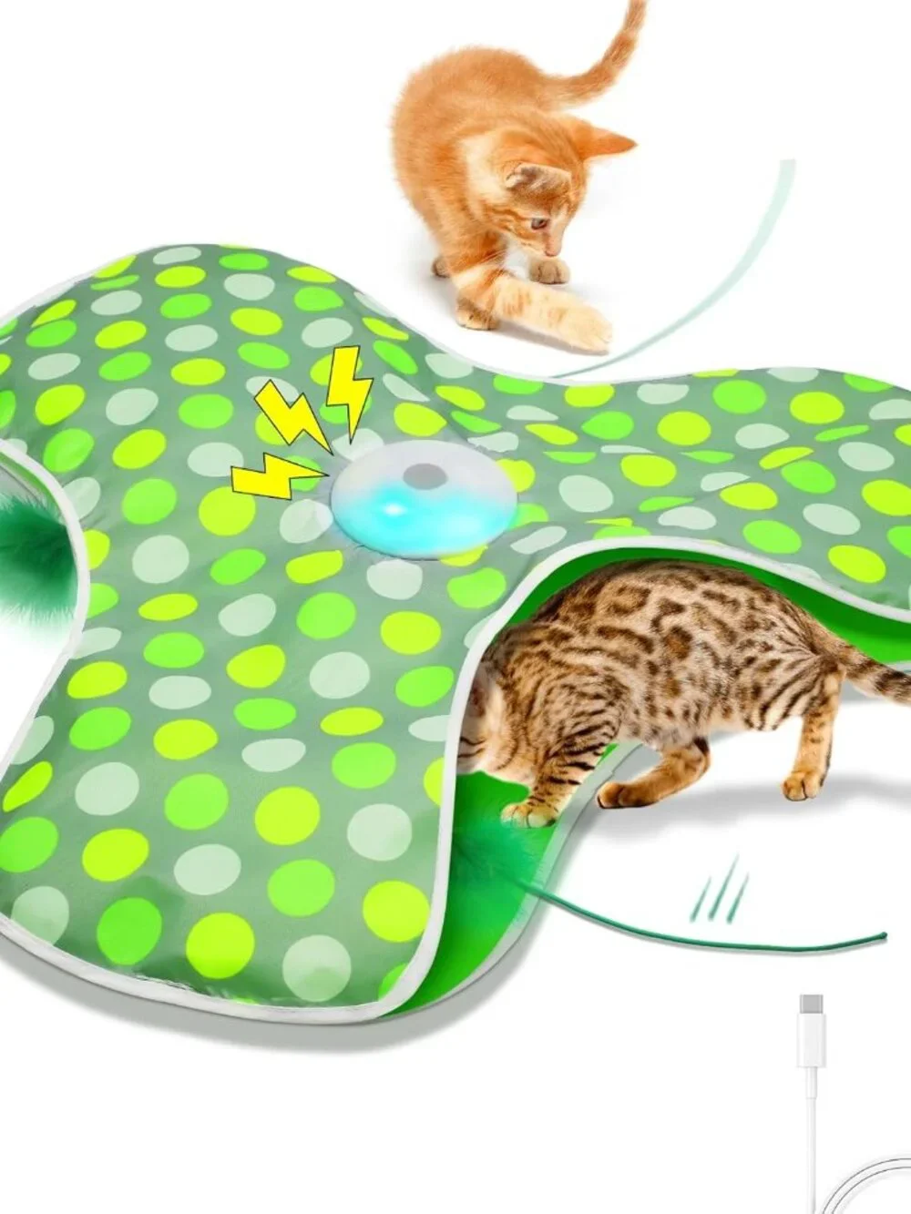 Motion Activated Moving Feather USB Rechargeable Interactive Cat Toy Automatic